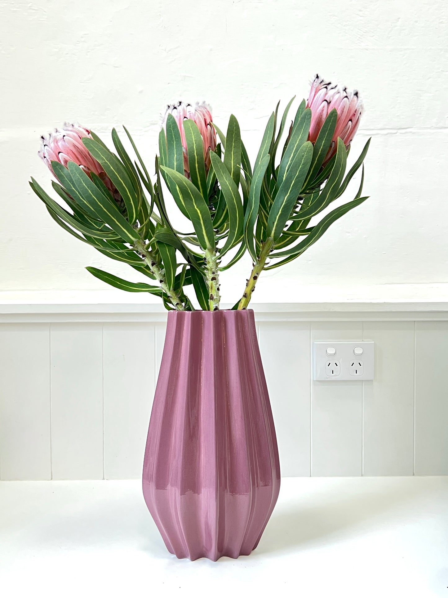 Fluted Vase - Glossy Sangria