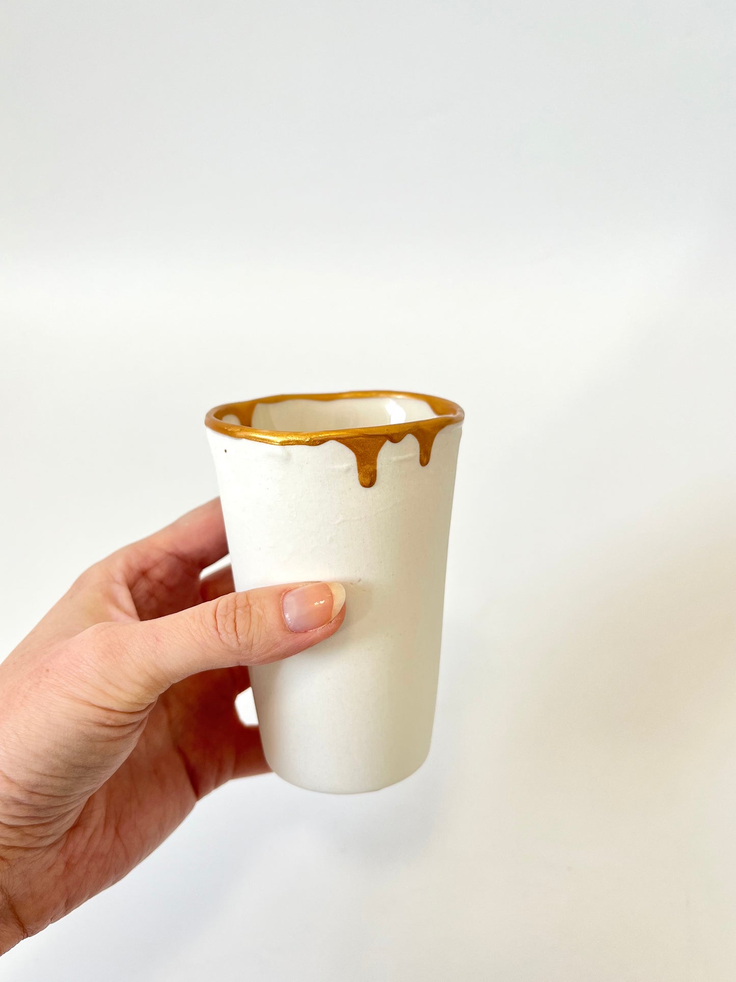 Linen / Gold Vessel - One of a Kind Ceramic - Short 7 x 10cm