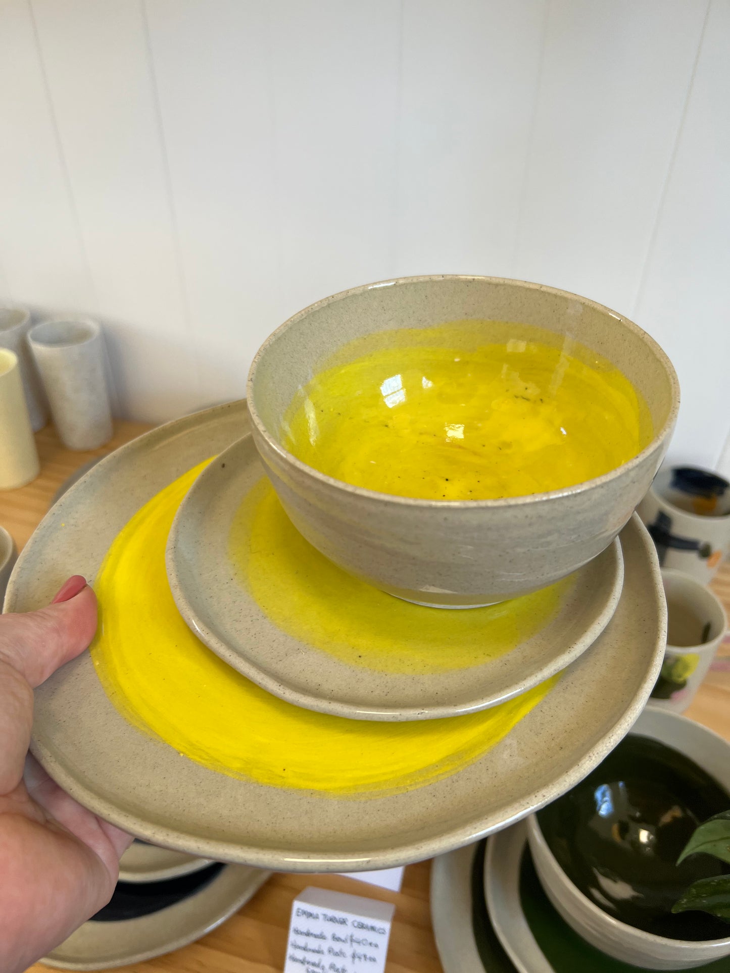 Handmade Ceramic Round Plate - Yellow
