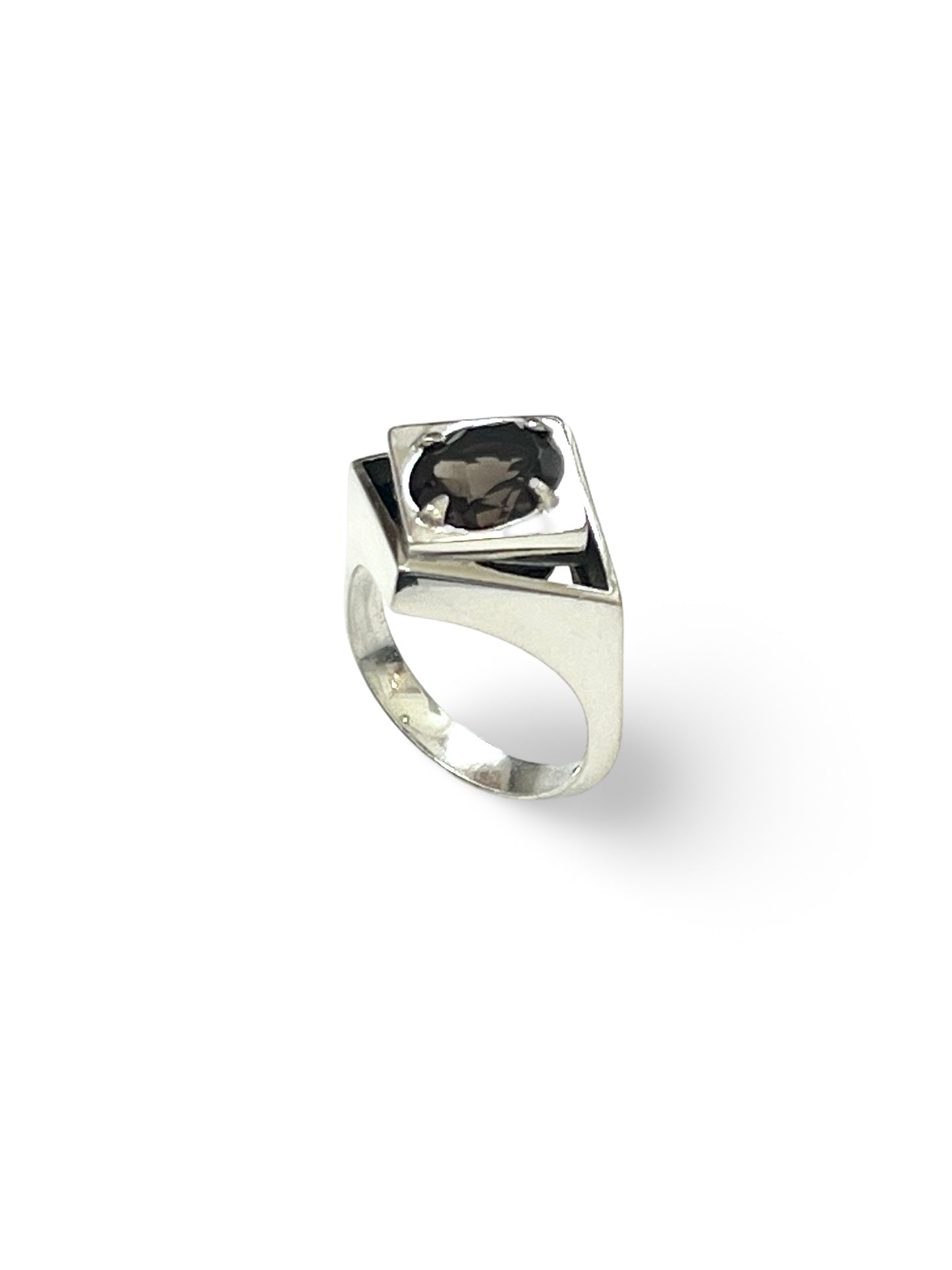 Diamond Void Cocktail Ring with Smoky Quartz, Size P 1/2