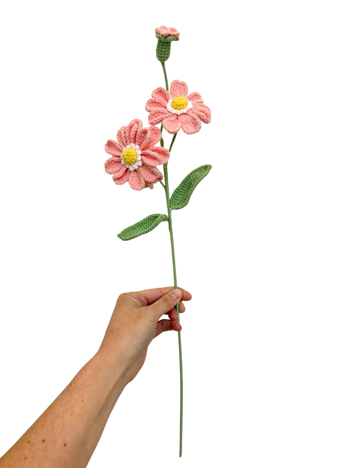 Crocheted Zinnia - Pink with White Centre