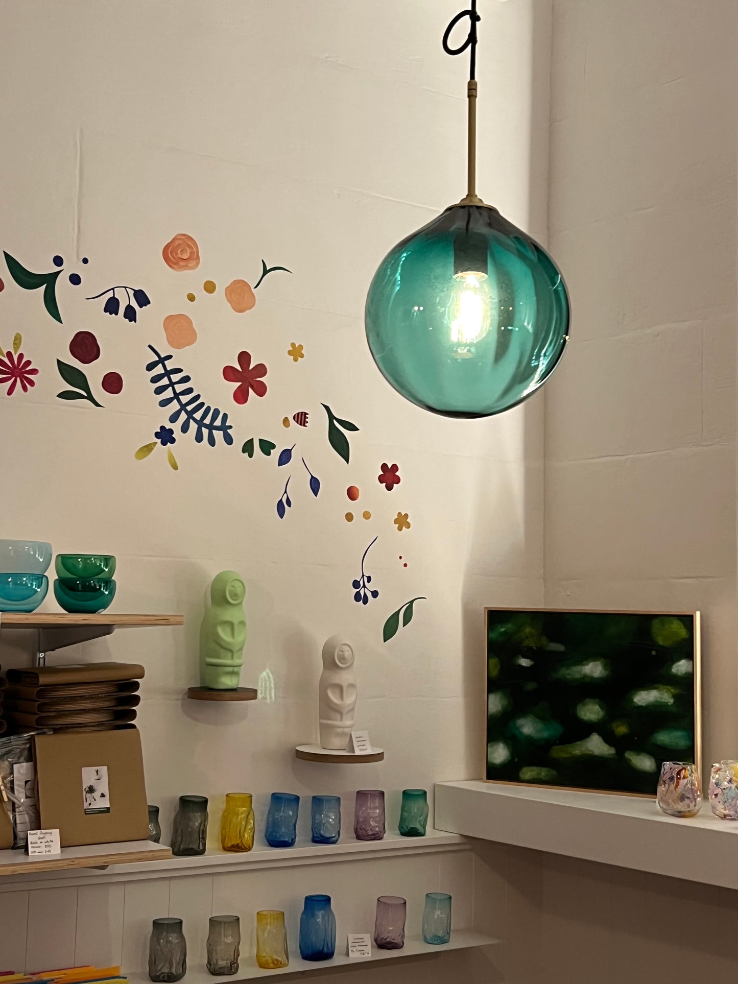 Handblown Glass 'Dodici' pendant light - Jade - made to order