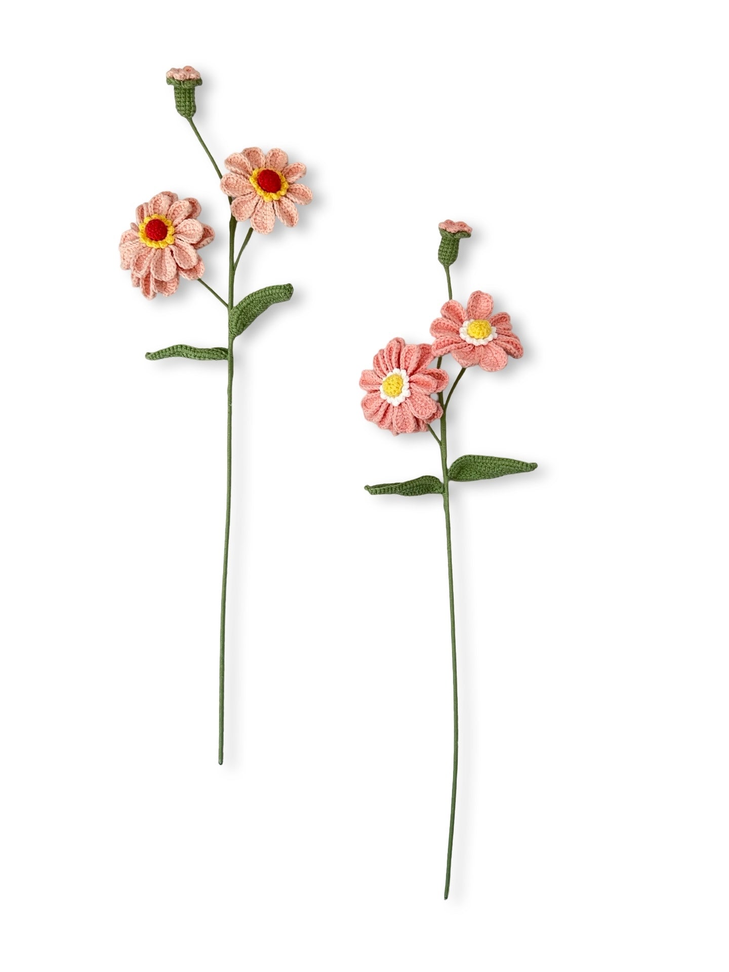 Crocheted Zinnia - Pink with White Centre