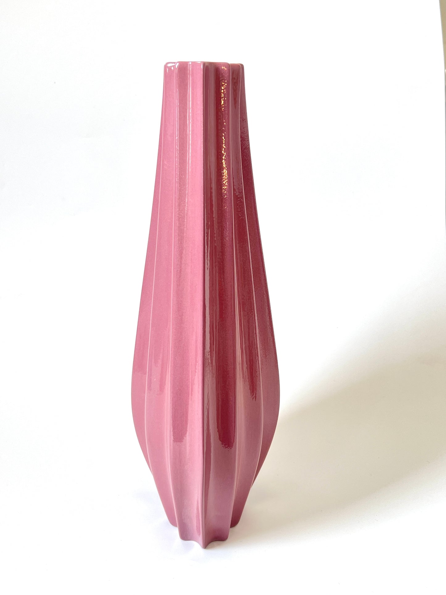 Fluted Vase - Glossy Sangria