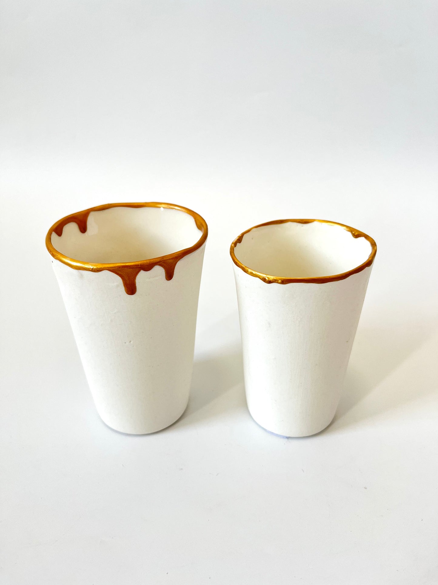 Linen / Gold Vessel - One of a Kind Ceramic - Short 7 x 10cm