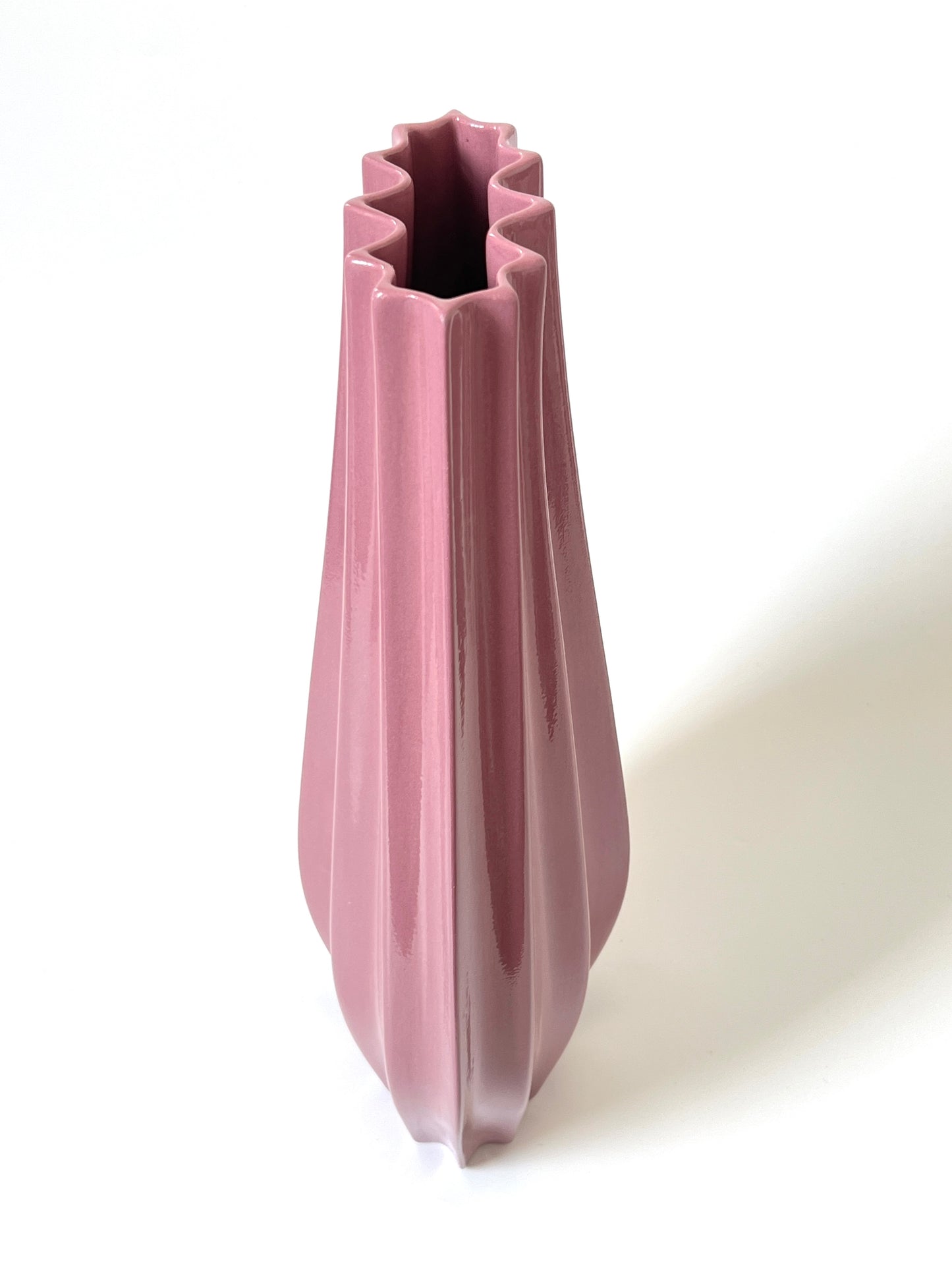Fluted Vase - Glossy Sangria