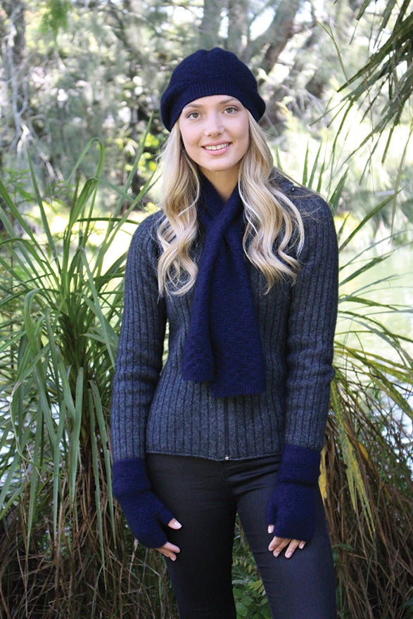 Dash Possum Merino Keyhole Scarf - Midnight Blue
