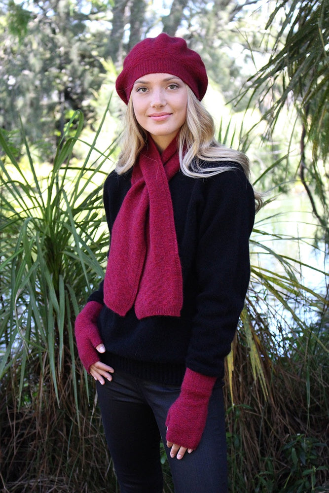Dash Possum Merino Keyhole Scarf - Raspberry