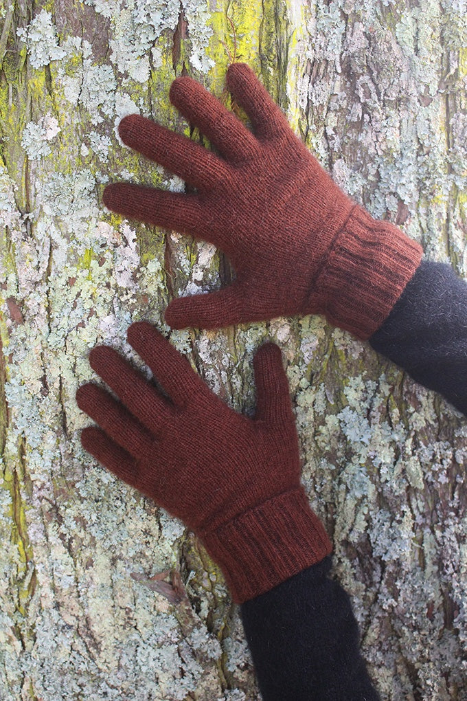 Possum Merino Turn Back Gloves - Russet