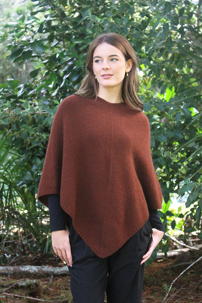 Possum Merino Poncho - Russet