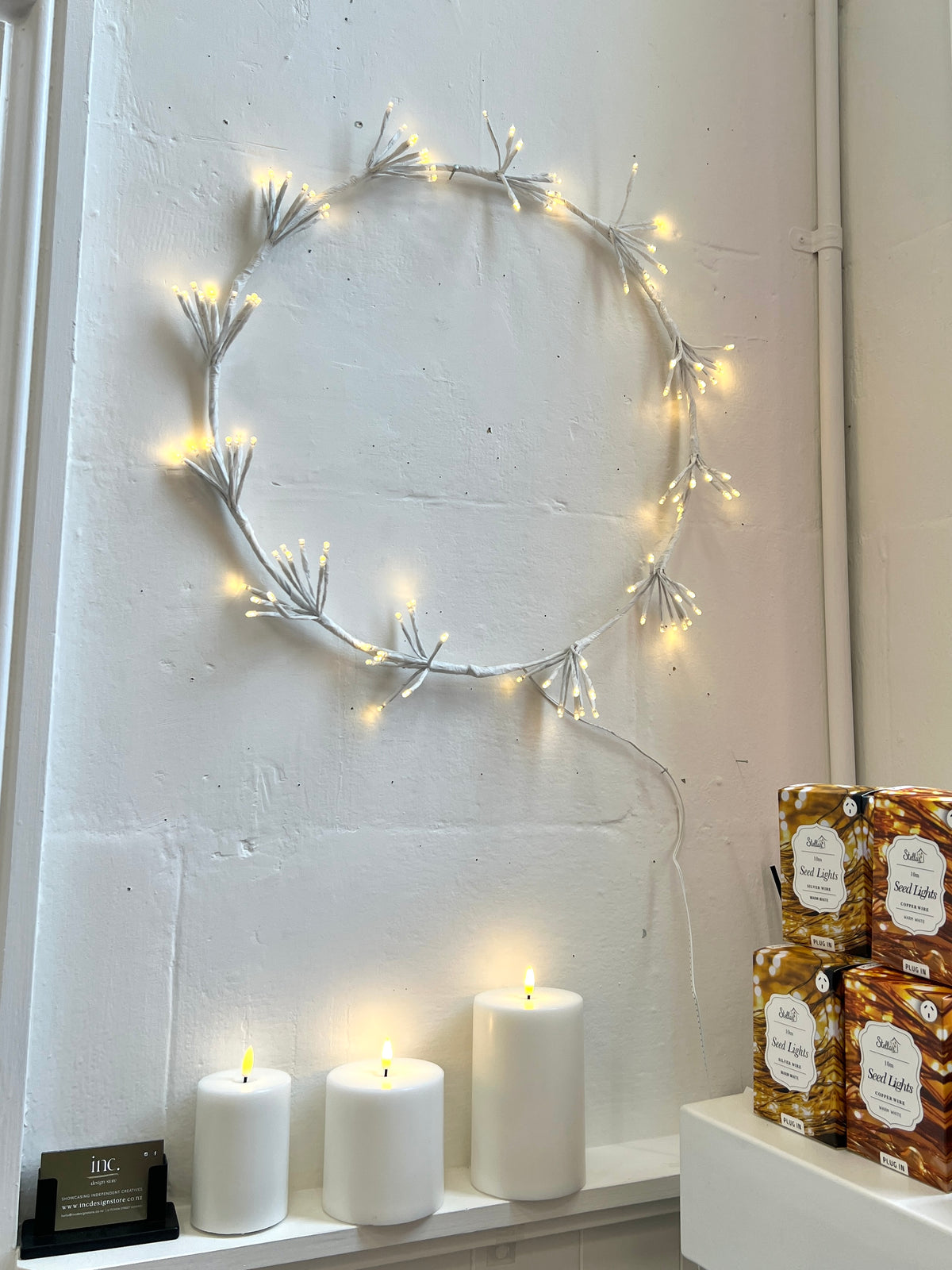 Large Light-Up White LED Wreath