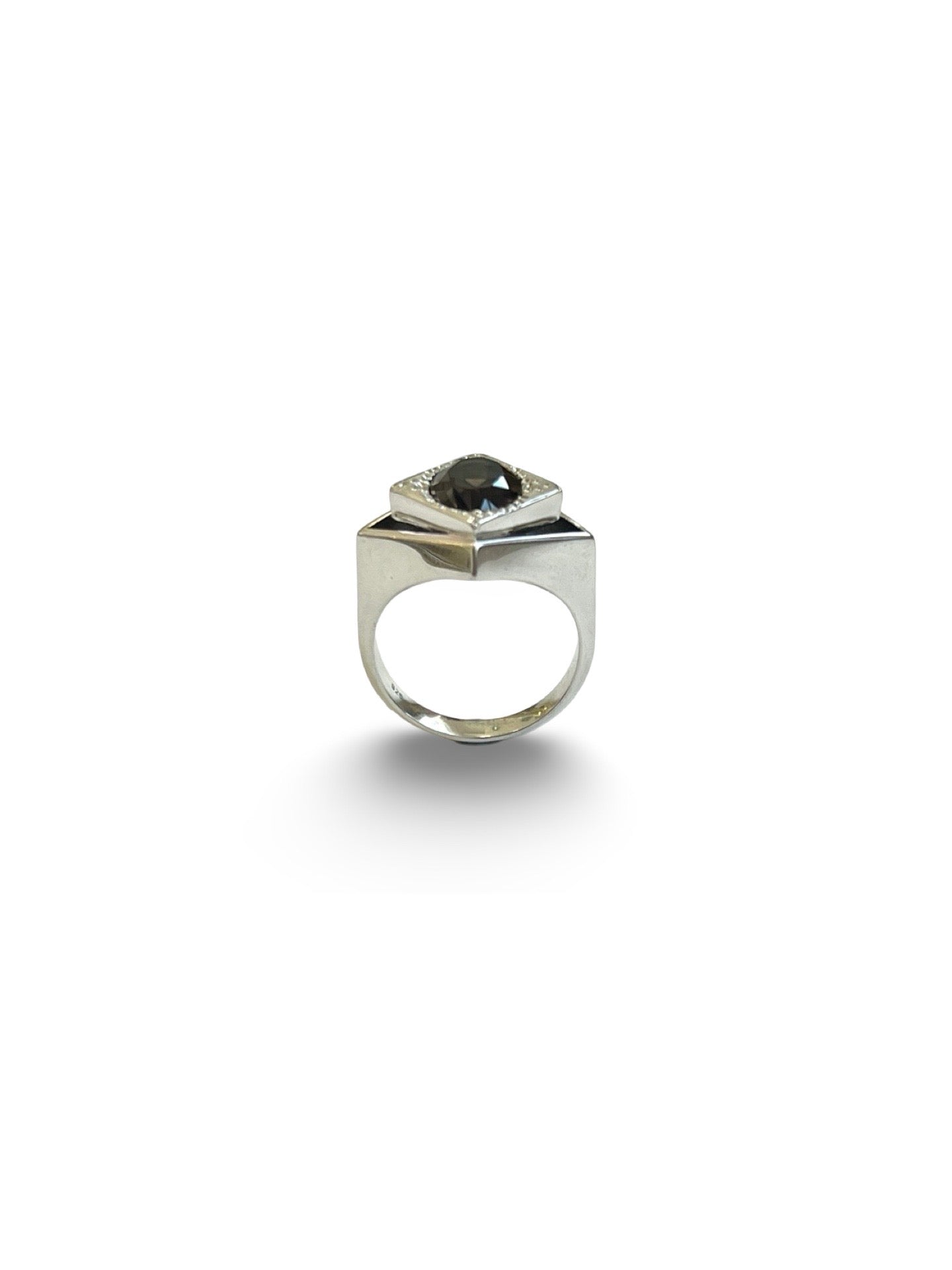 Daisy Diamond Void Cocktail Ring with Smoky Quartz, Size P 1/2