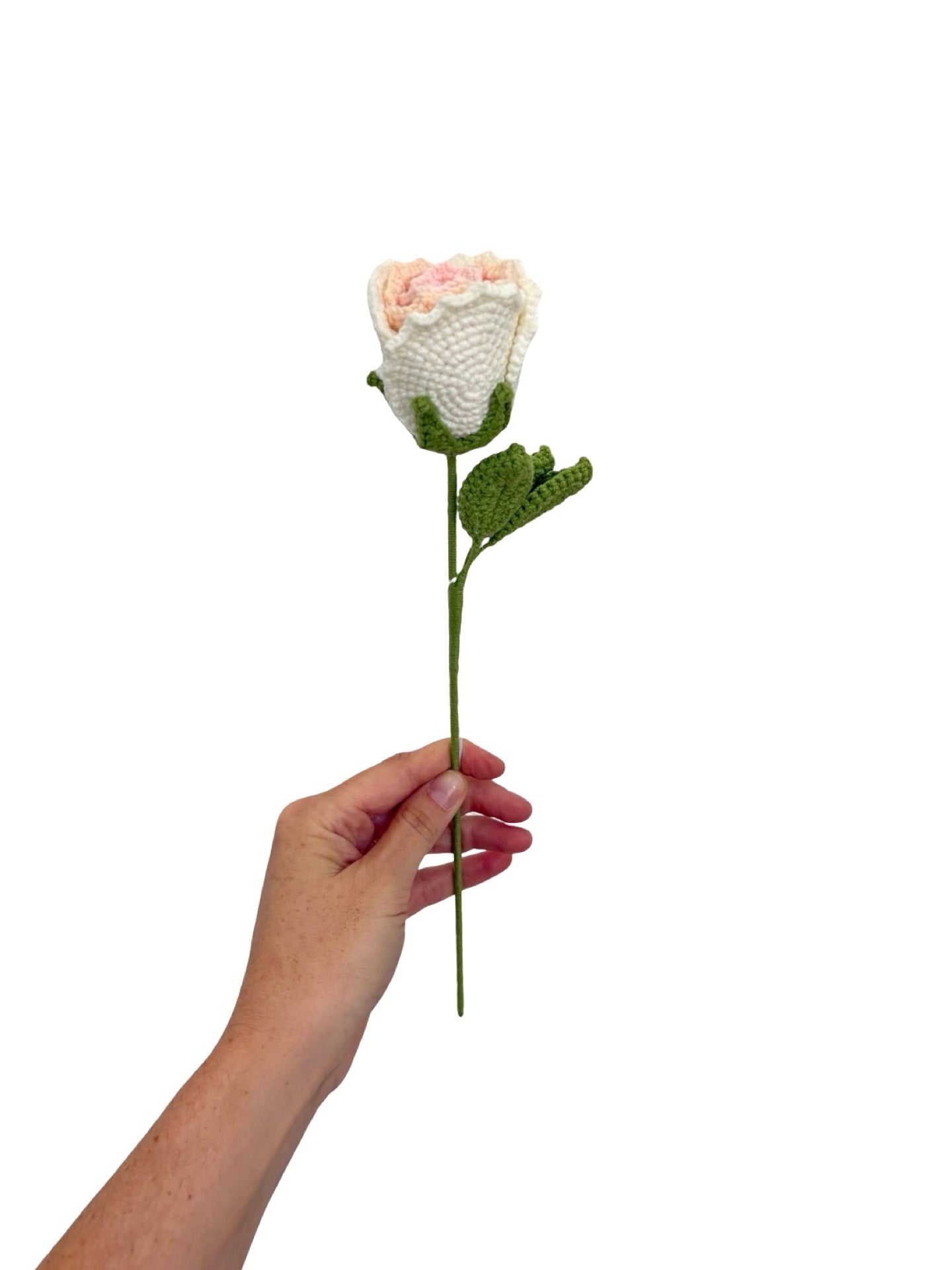 Crocheted Rose - White & Pink