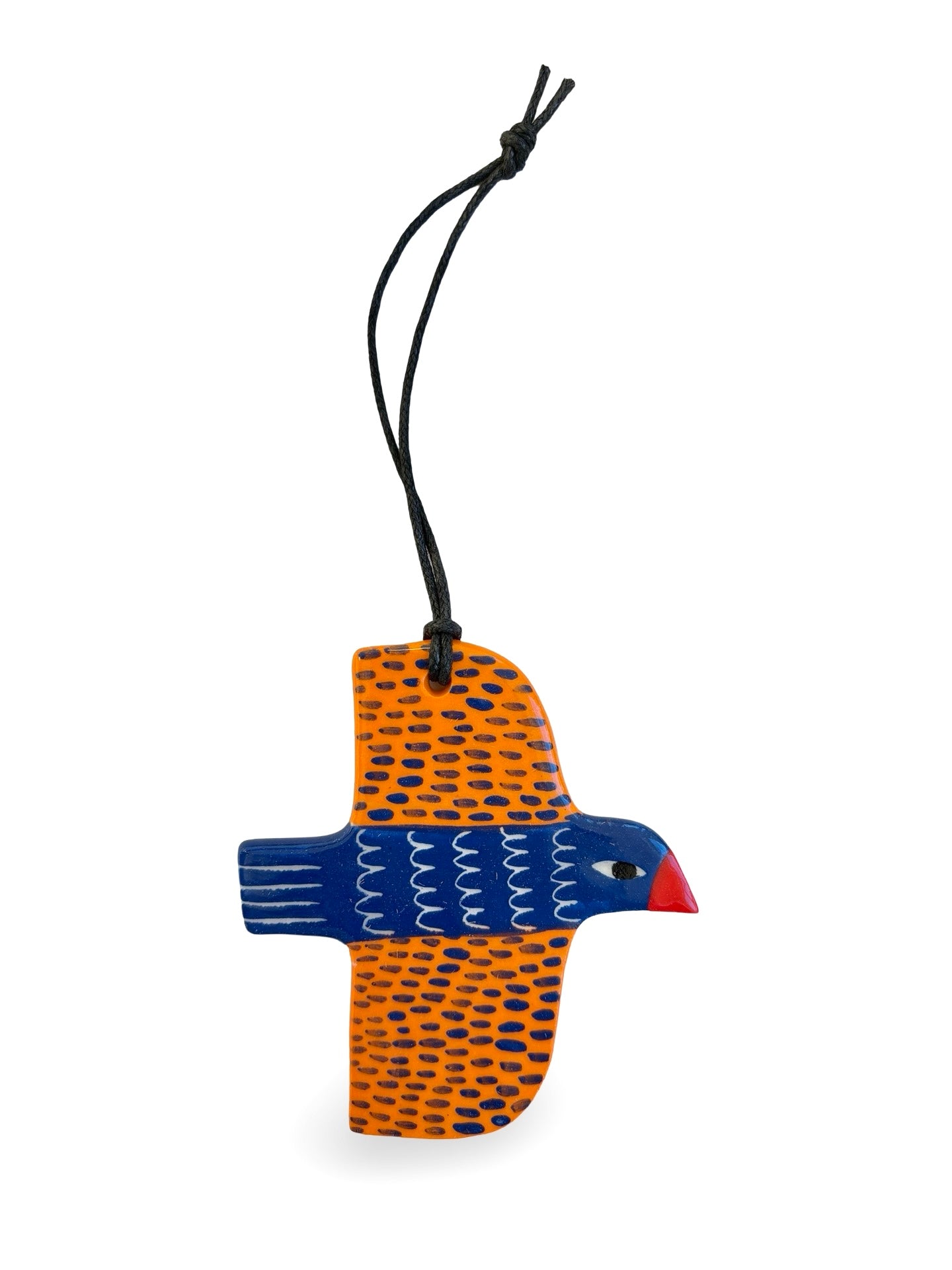 Blue & Orange Dash Ceramic Bird Decoration by Studio Soph