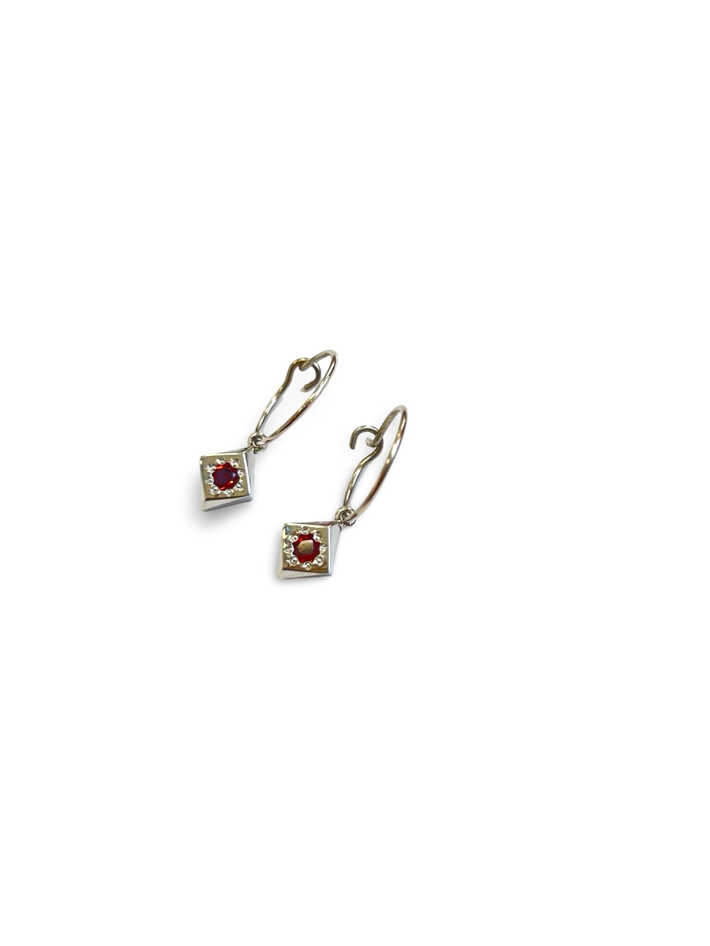 Daisy Cluster Hoop Earrings with Garnet by Holly Howe