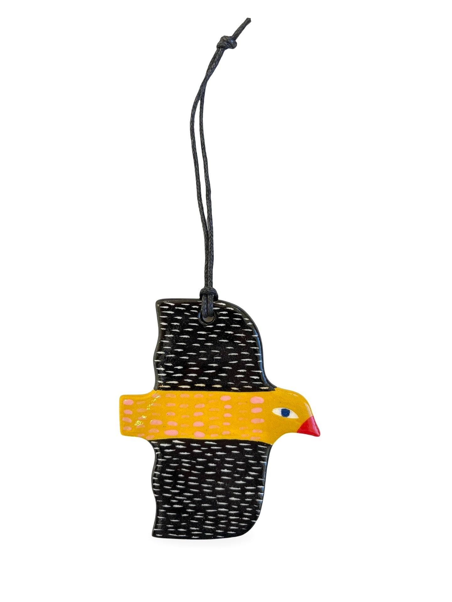 Yellow & Black Dash Ceramic Bird Decoration by Studio Soph