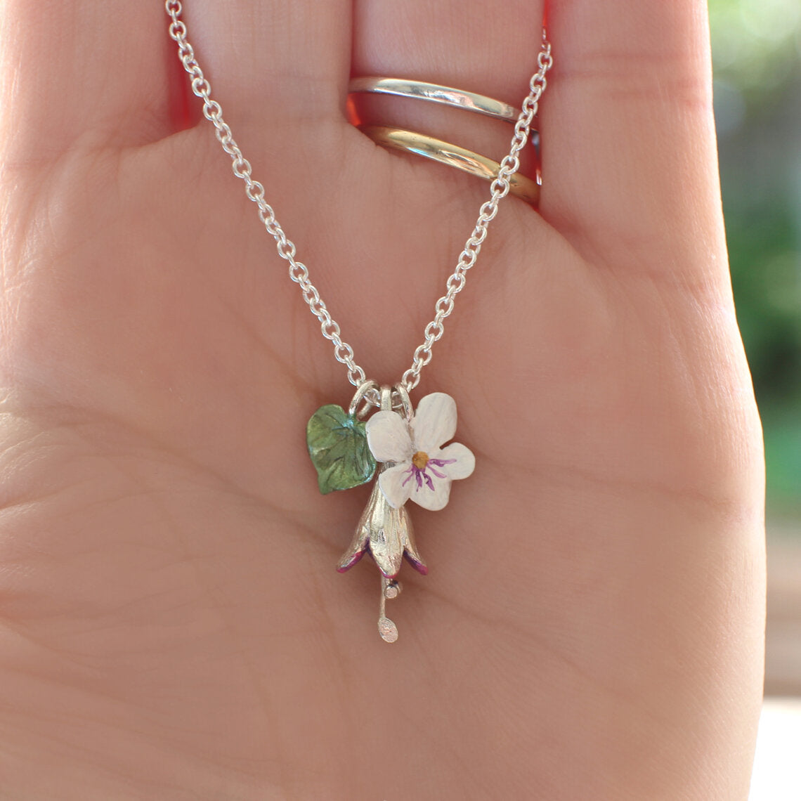 Silver Charm Floral Necklace - Melody