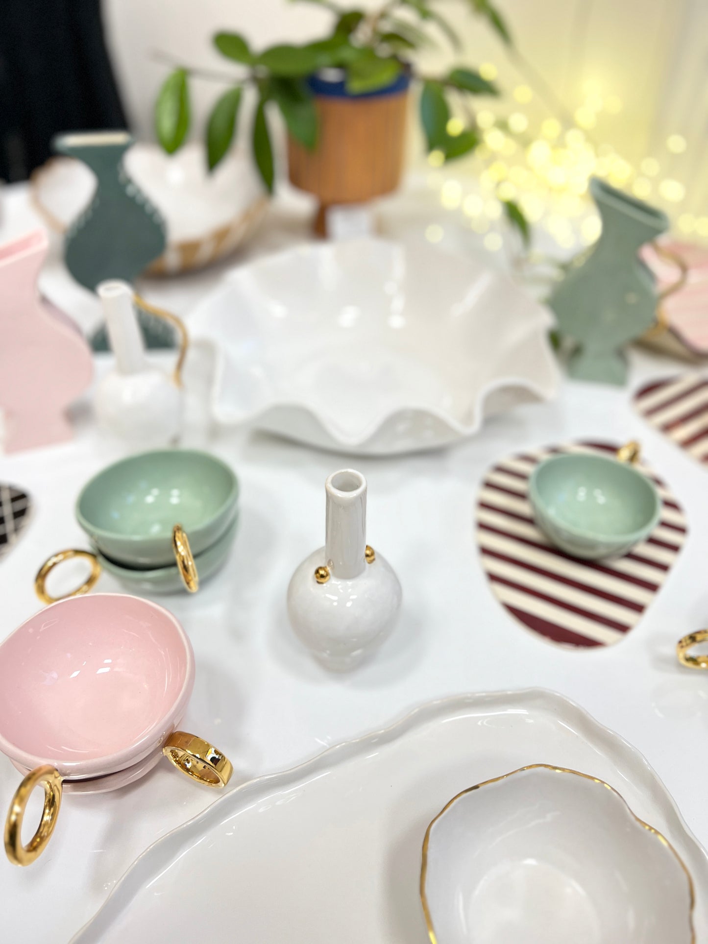'With Pleasure' Gold-Handled Pink Ceramic Tea Cup