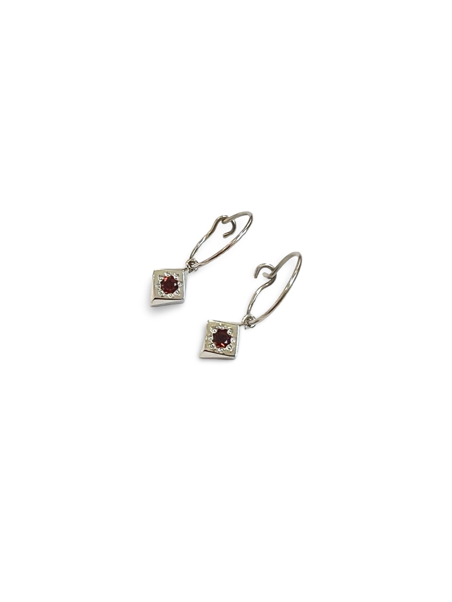 Daisy Cluster Hoop Earrings with Garnet by Holly Howe
