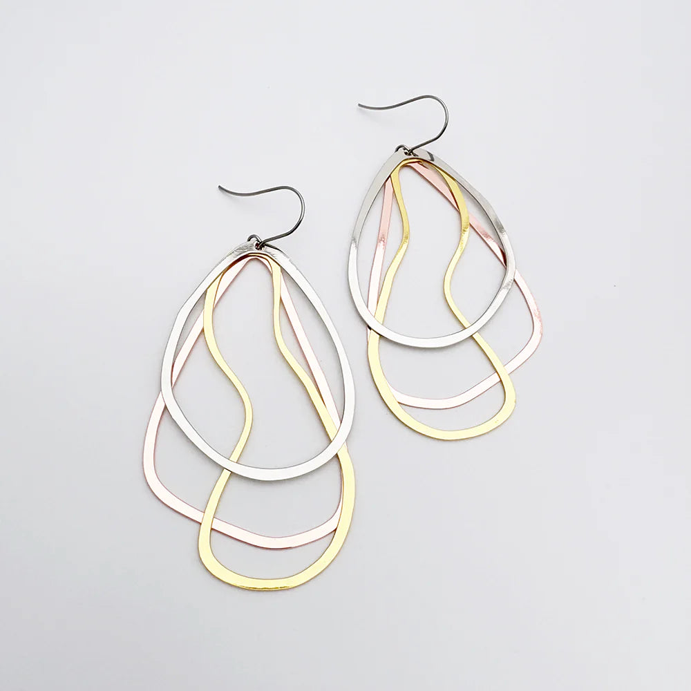 Tri-Shape Earrings in Mixed Metals
