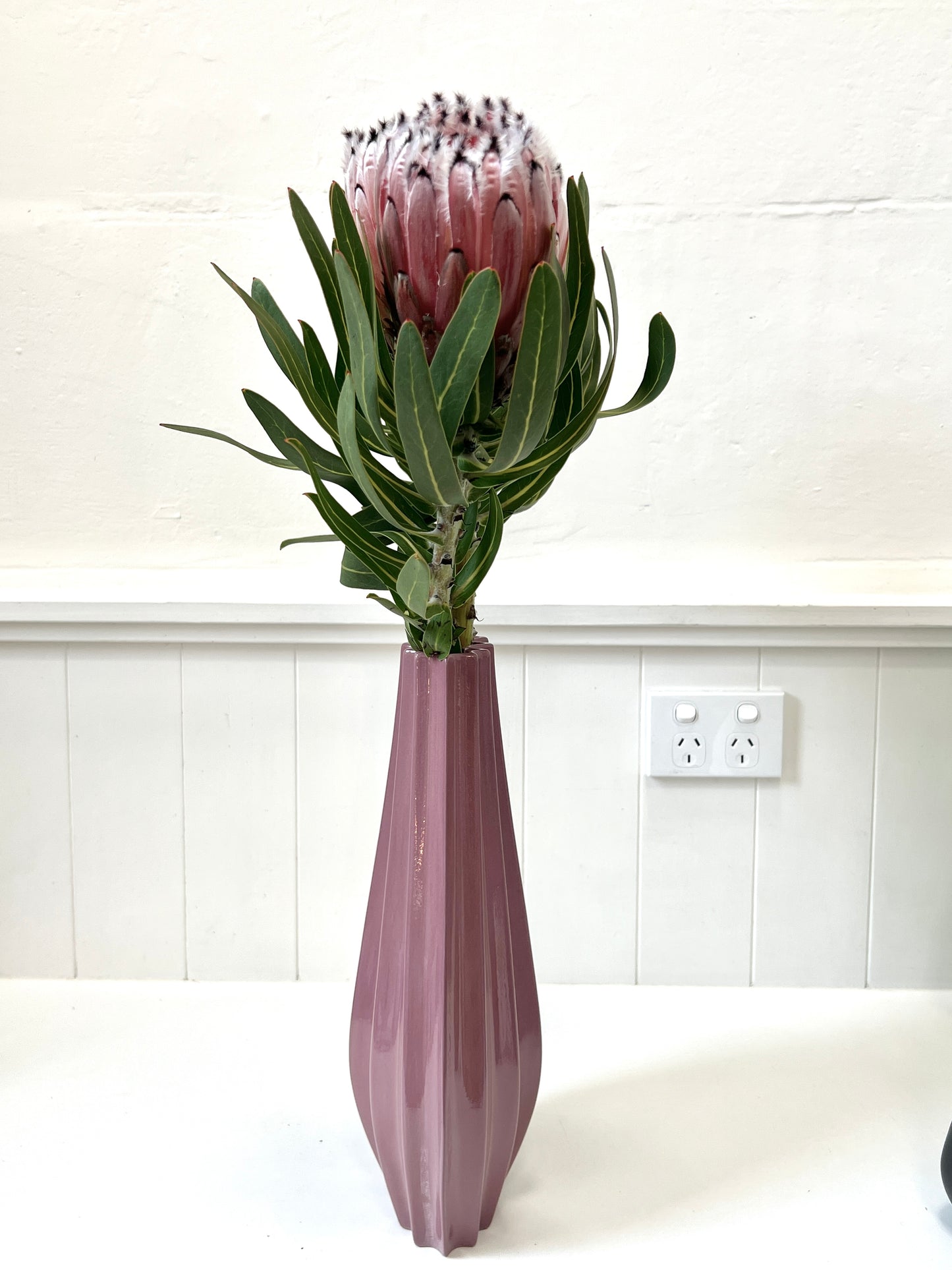 Fluted Vase - Glossy Sangria