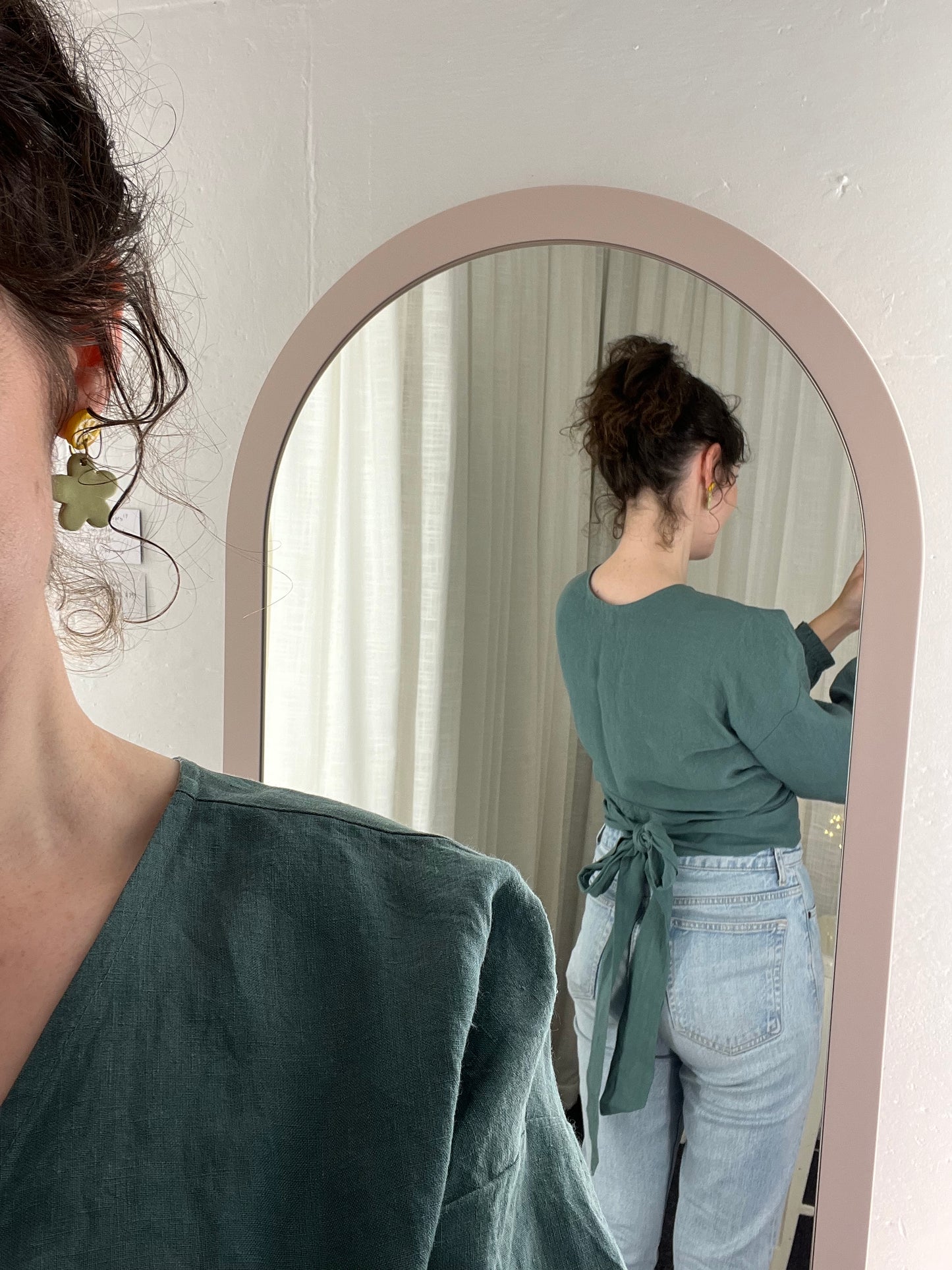 "Renee" Wrap Top - Petrol Linen