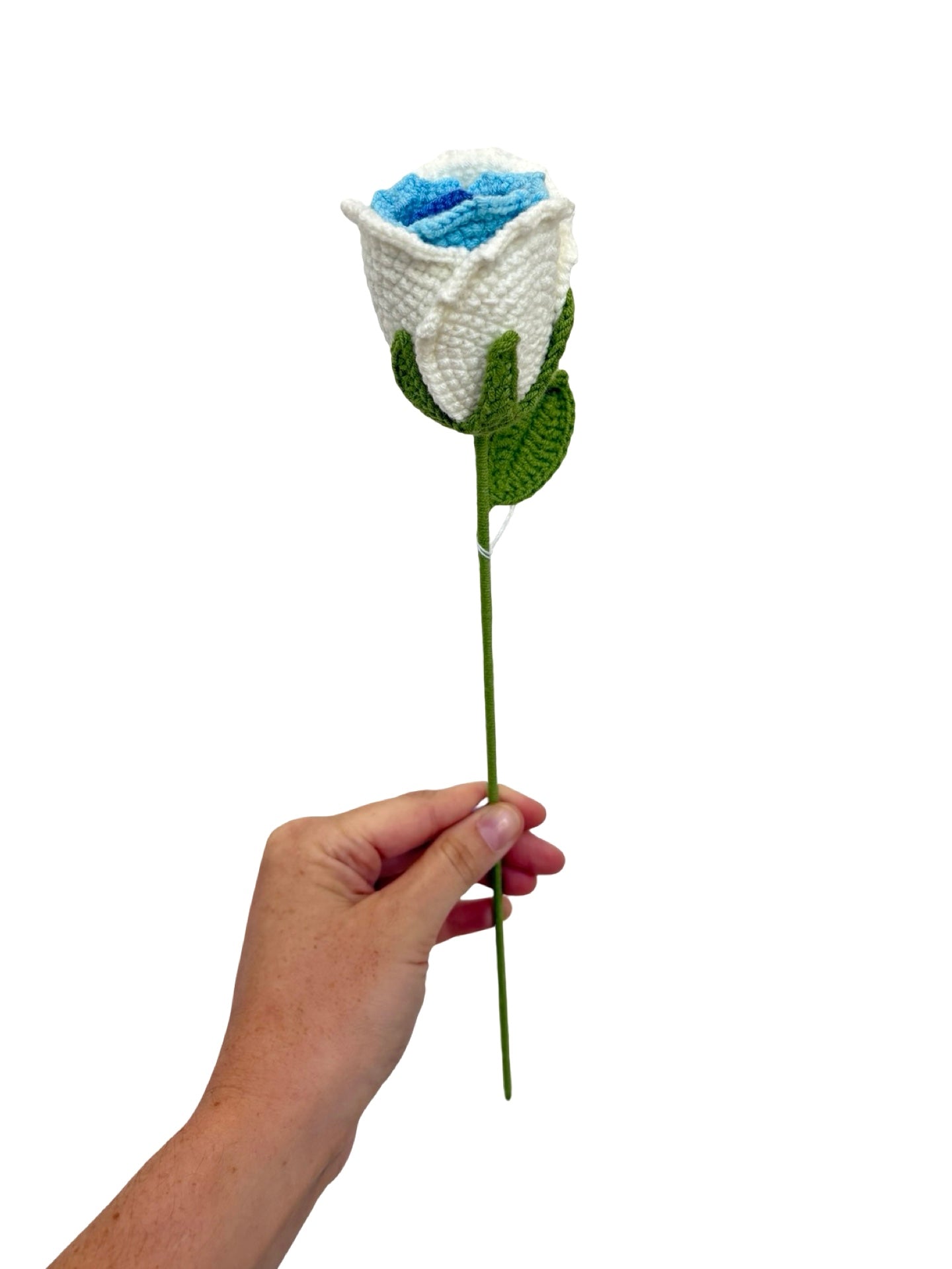 Crocheted Rose - White & Blue