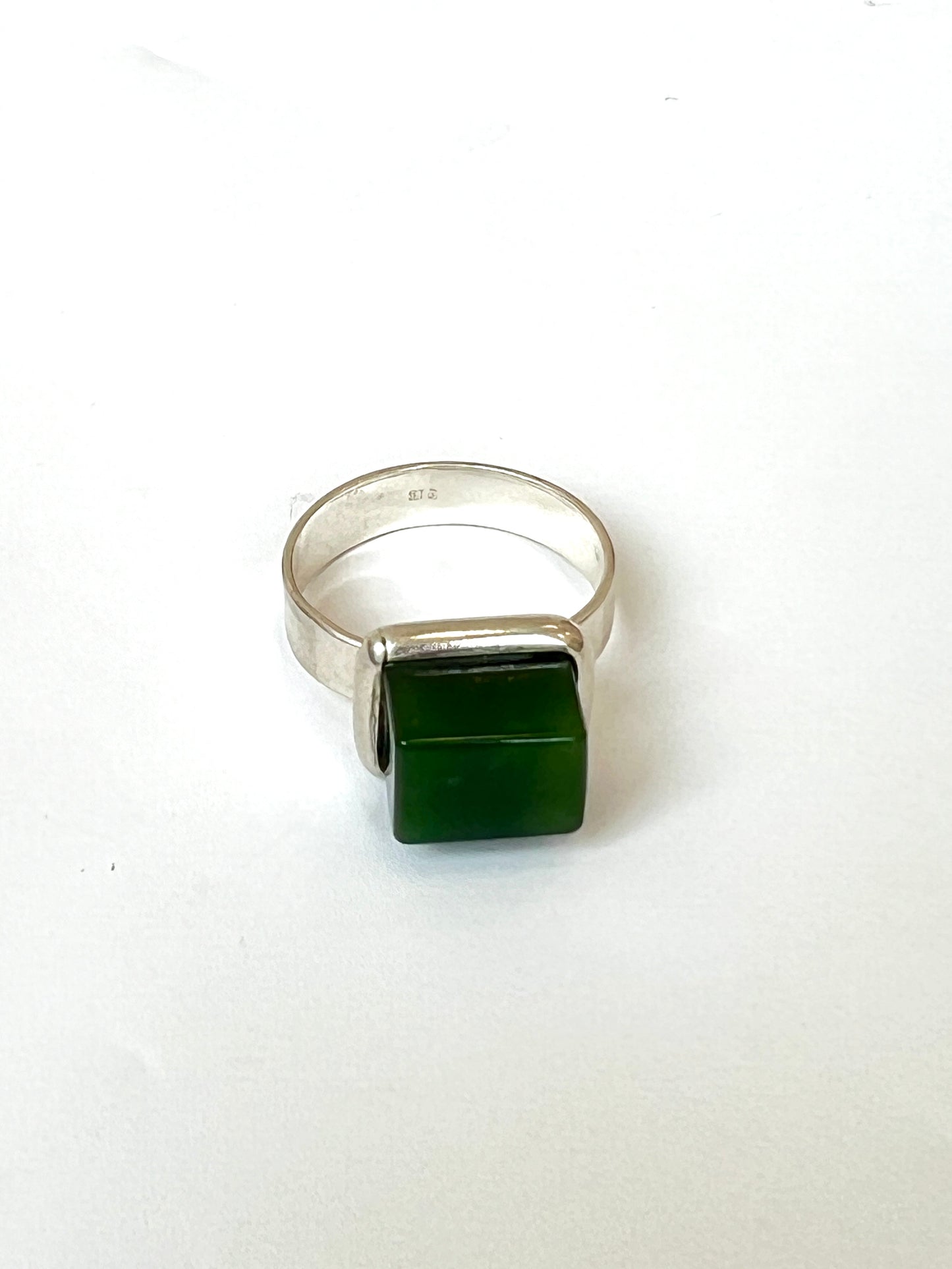 Large Pounamu almost-Cube Ring (RI-CU1)
