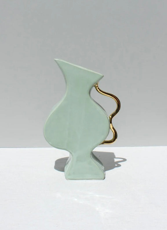 "Little Deet" Ceramic Vase in Green and Gold