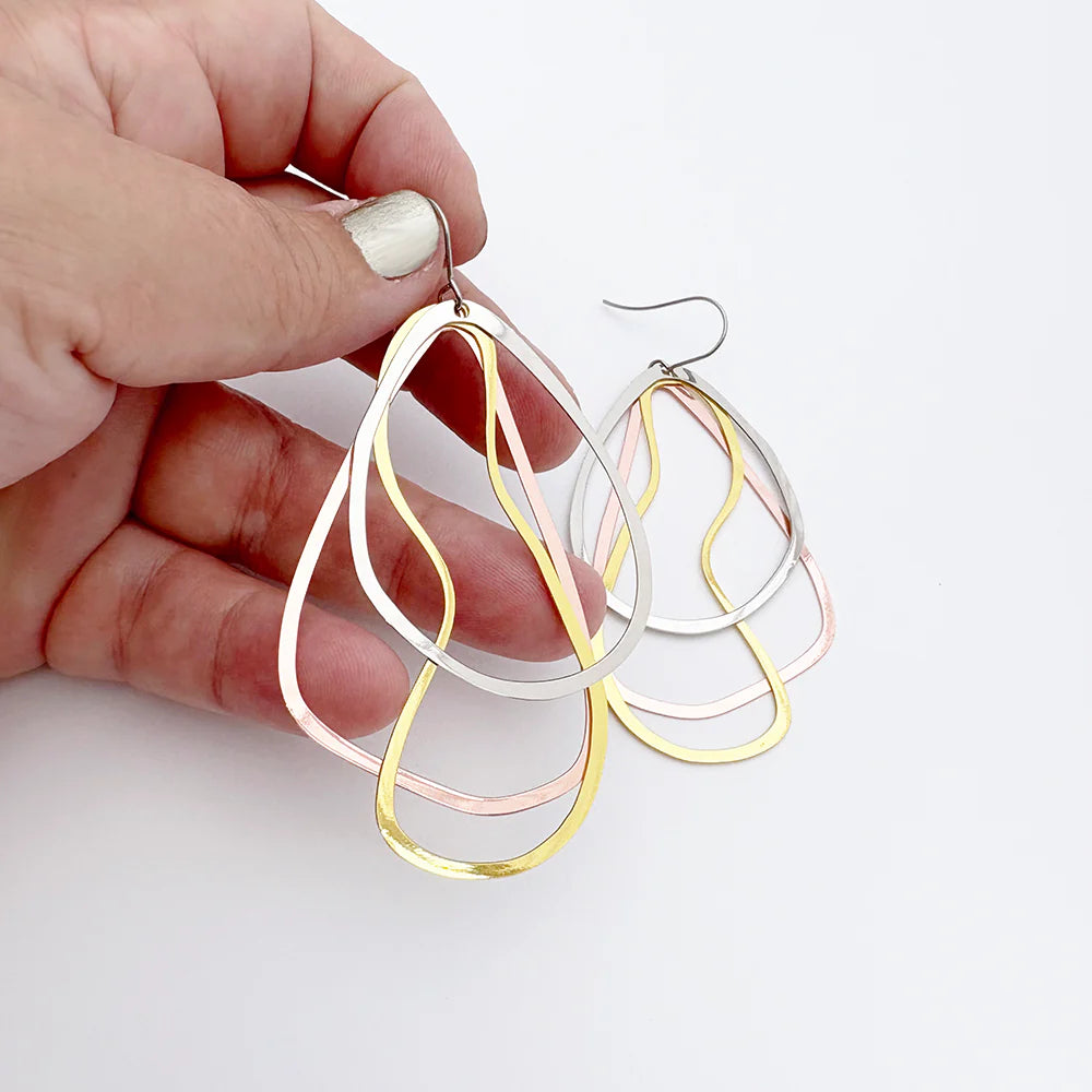 Tri-Shape Earrings in Mixed Metals