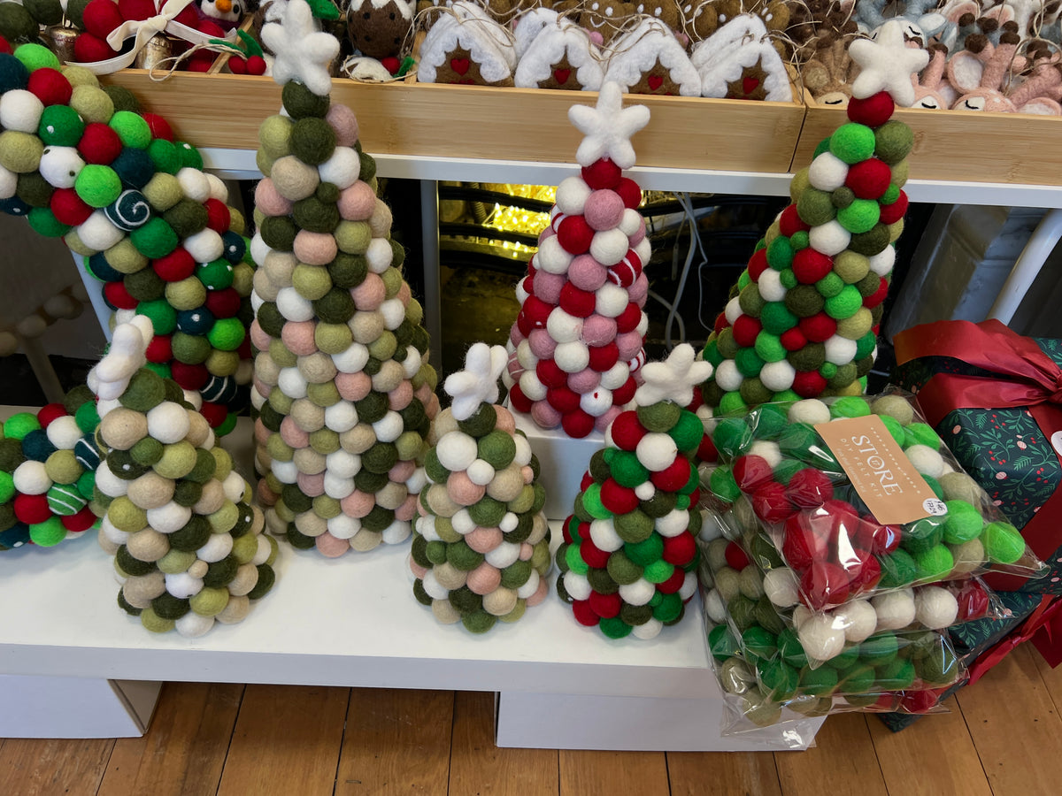 Pom-Pom Christmas Tree - Green, Taupe, Polka Dot - choose size