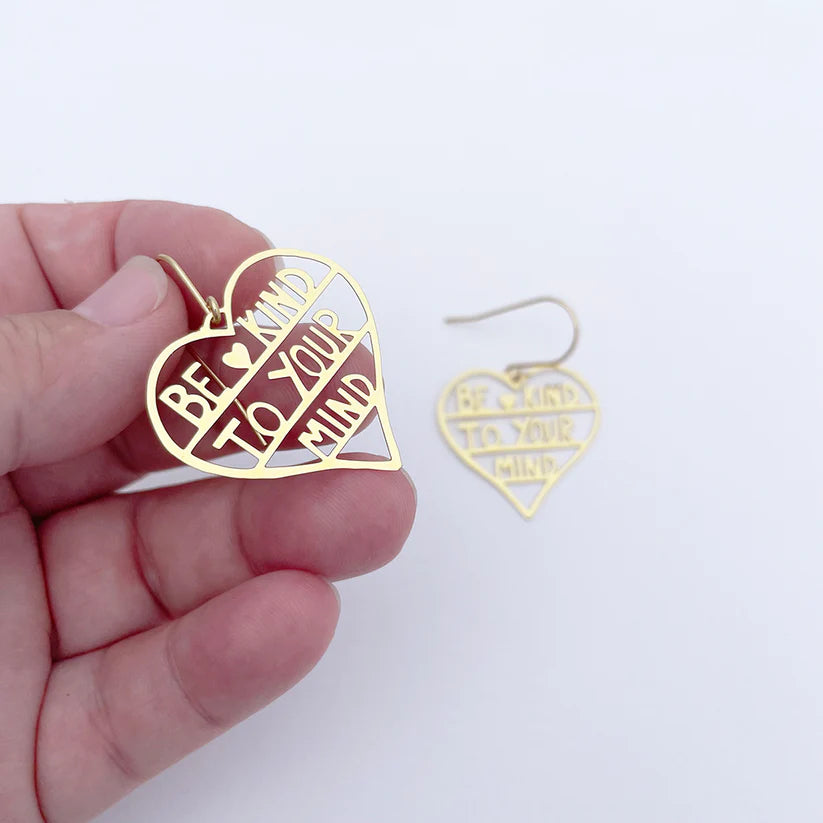 Be Kind To Your Mind - Mini Dangle Earrings in Gold