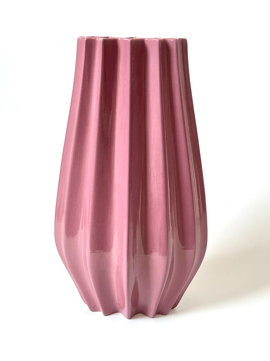 Fluted Vase - Glossy Sangria