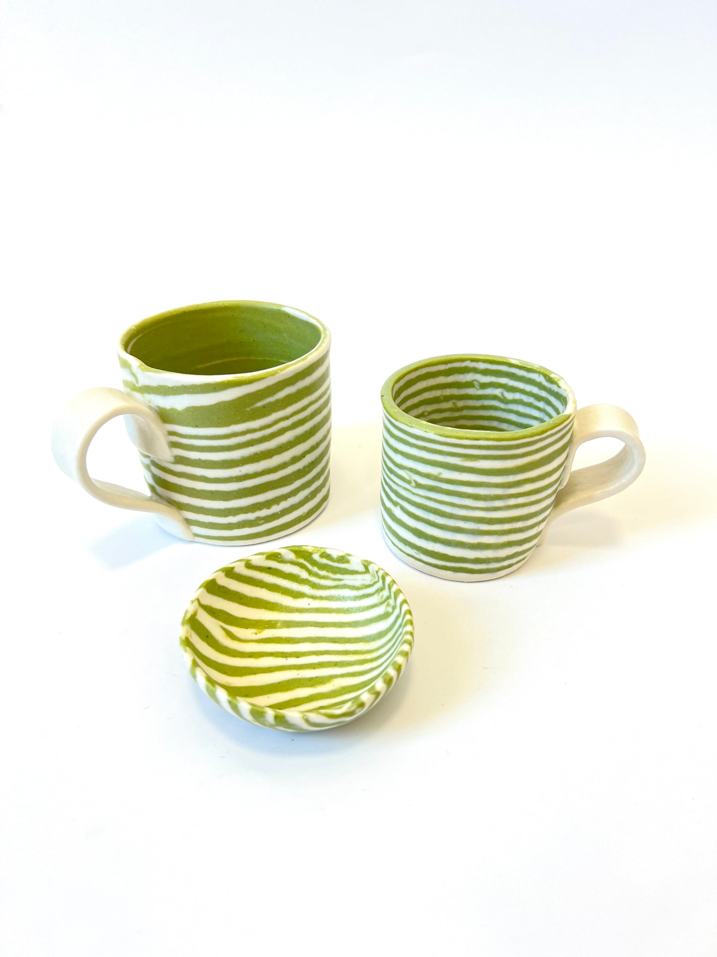 Ceramic Nerikomi Mug - Large - Light Green Stripes