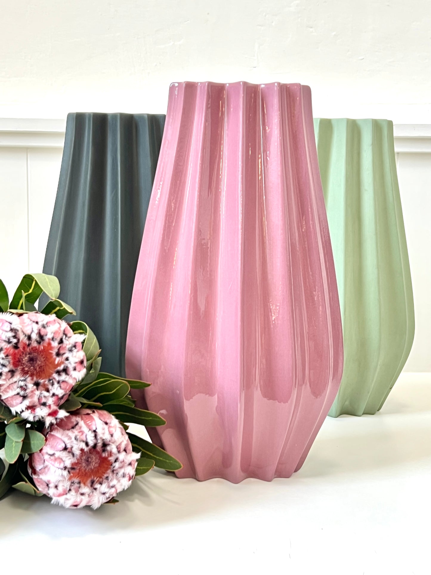 Fluted Vase - Glossy Sangria