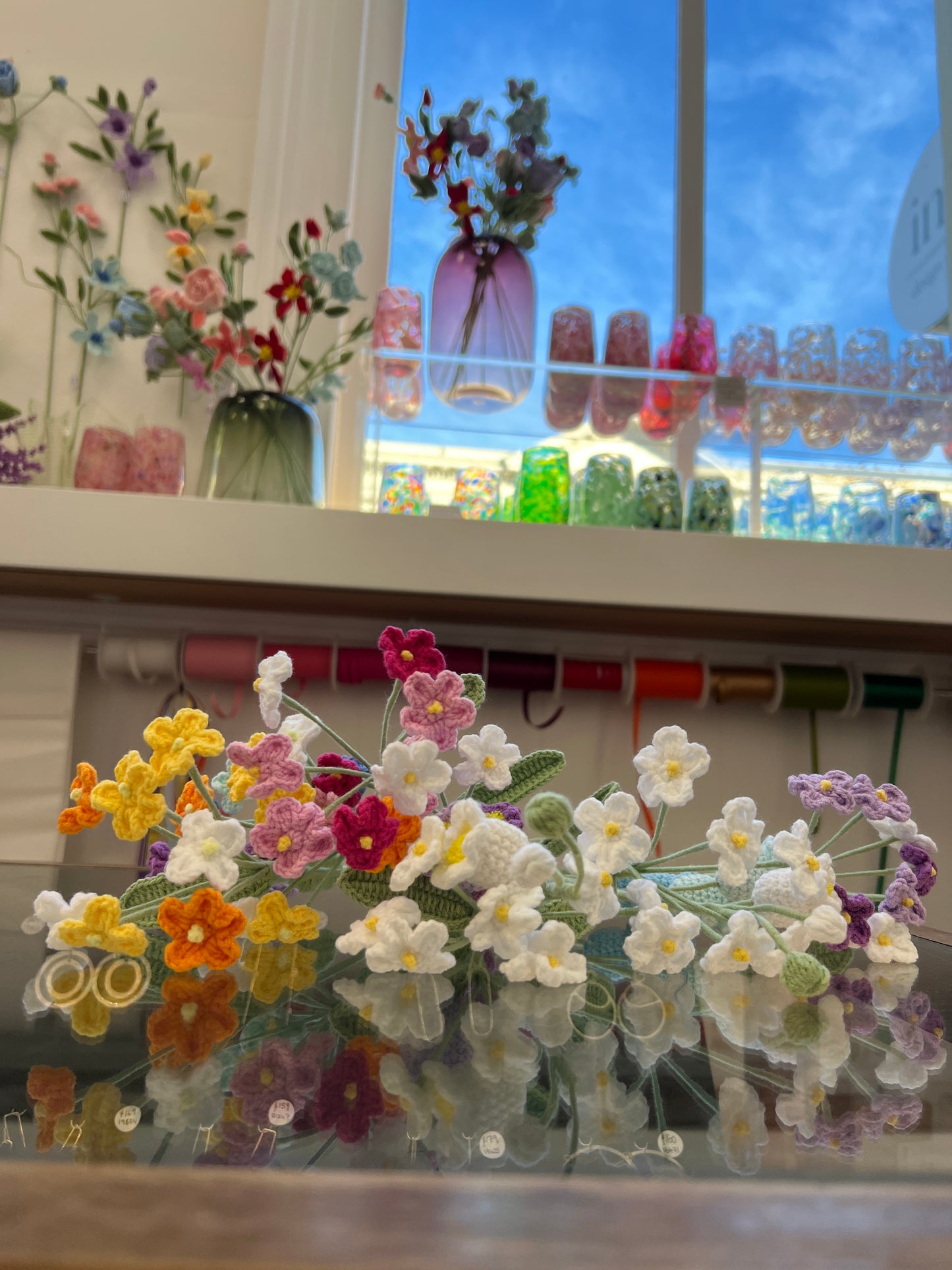 Crocheted Forget Me Not - White