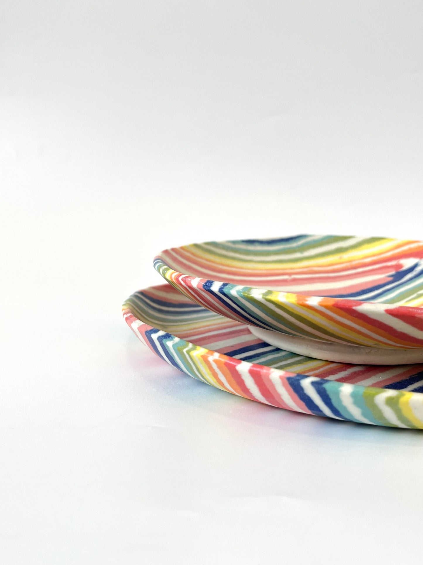 Ceramic Nerikomi Statement Dish - Rainbow Stripes