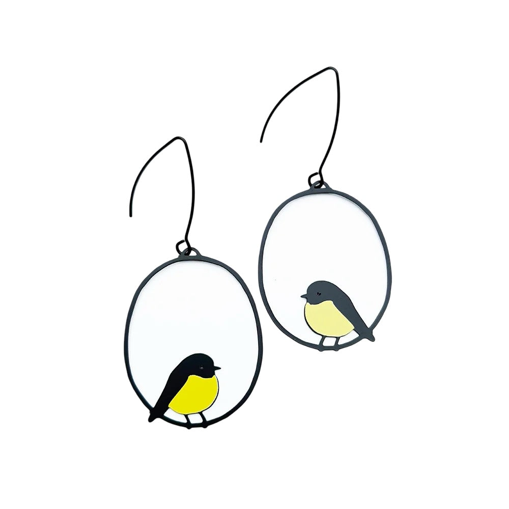 Midi Robin Earrings in Yellow & Black