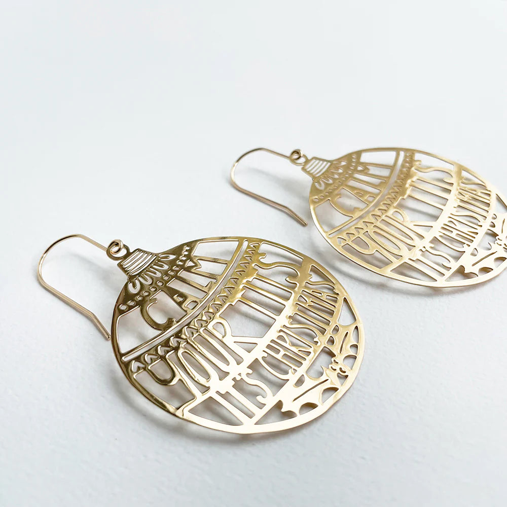 "Calm Your Tits It's Christmas" Earrings in Gold
