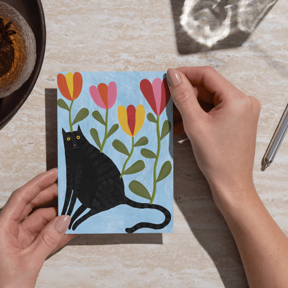 Cat in Flowers - illustrated card by Studio Soph