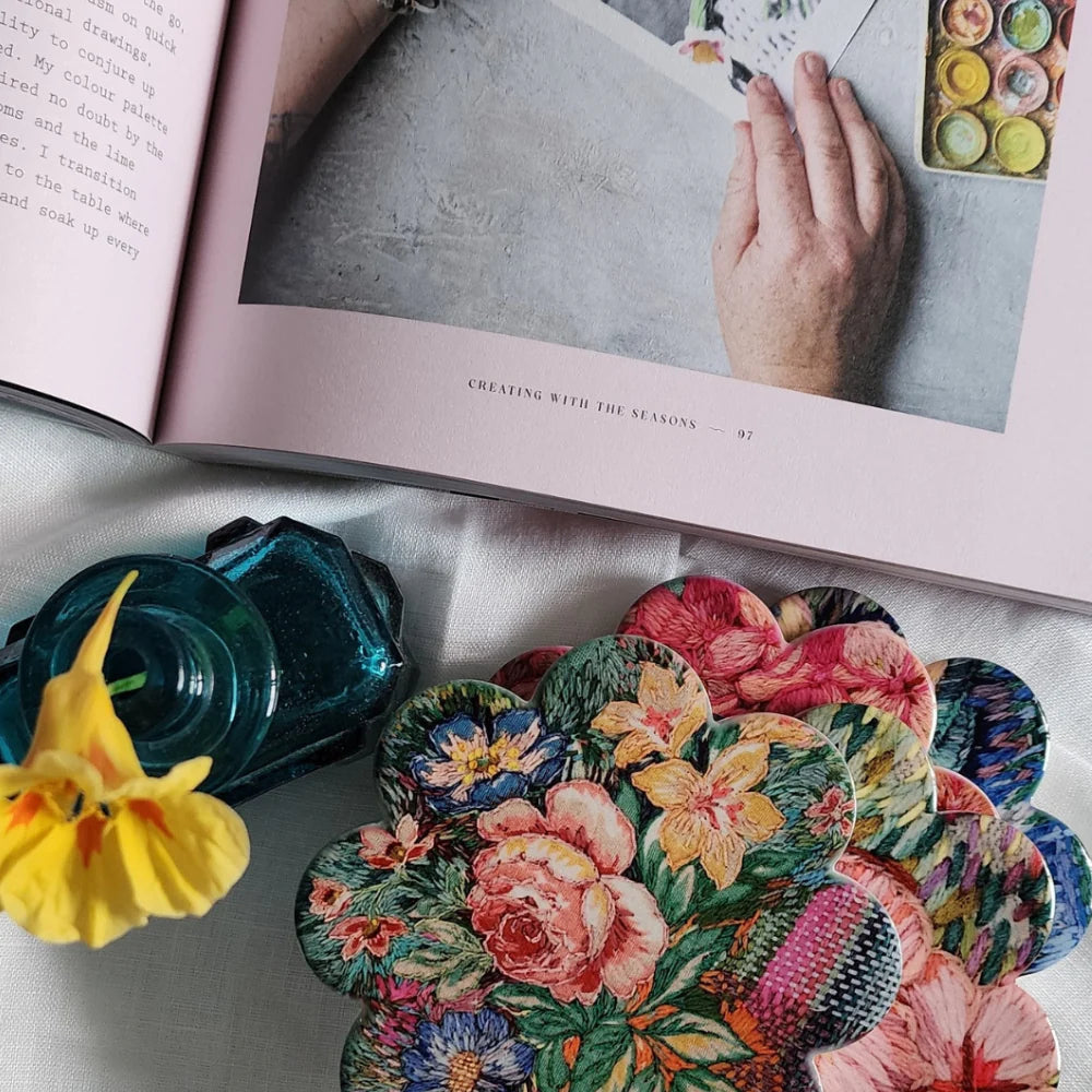 Set of 4 Coasters - 'Meadow' Print by Fleur Woods Art