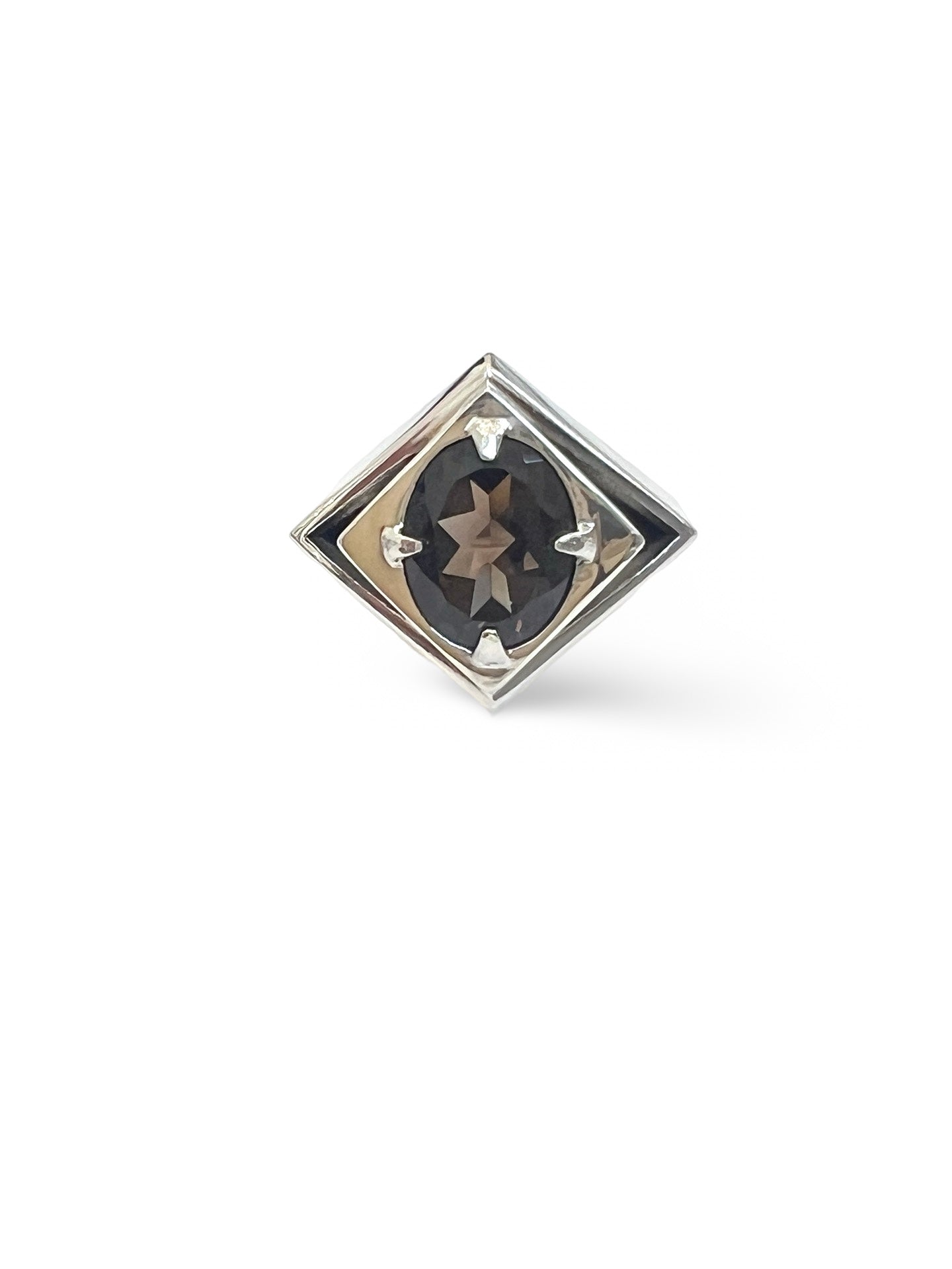 Diamond Void Cocktail Ring with Smoky Quartz, Size P 1/2
