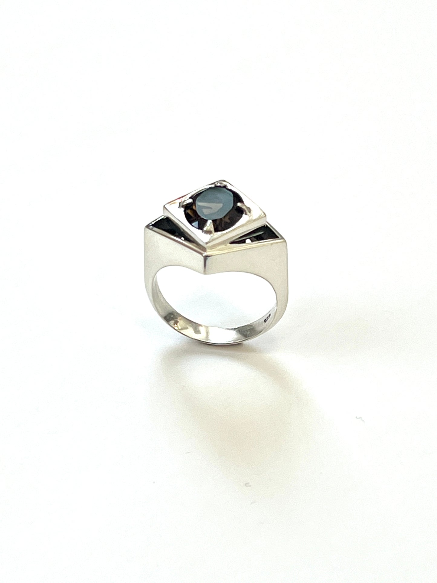 Diamond Void Cocktail Ring with Smoky Quartz, Size P 1/2