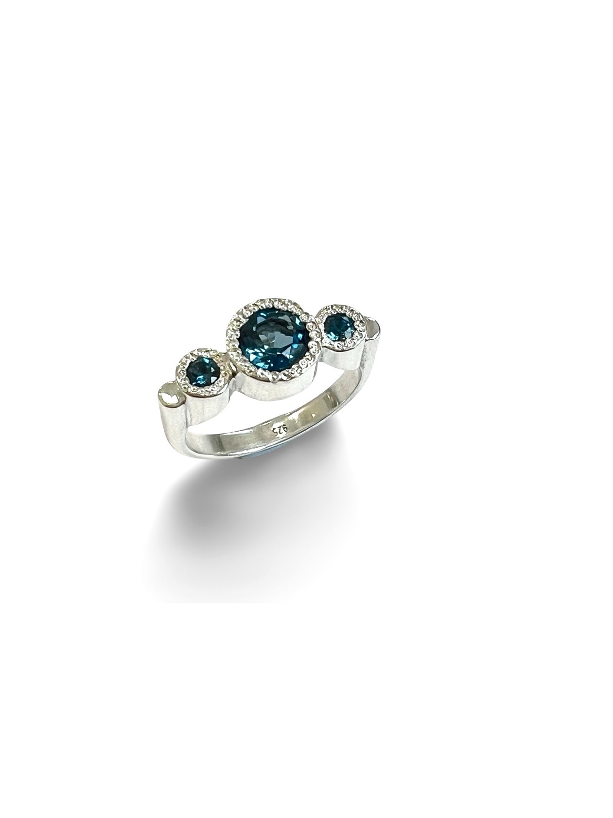 Flock Ring, Sterling Silver & London Blue Topaz: Size R