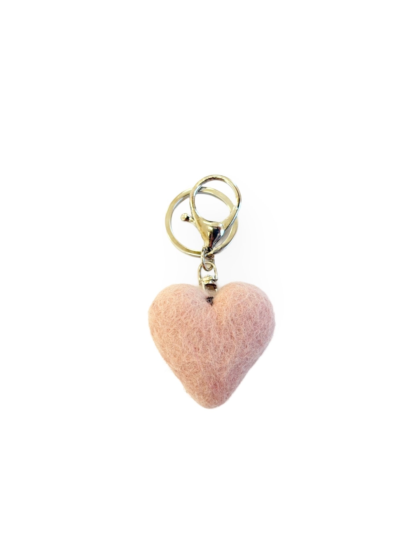 Blush Heart Felted Wool Keyring/Clip
