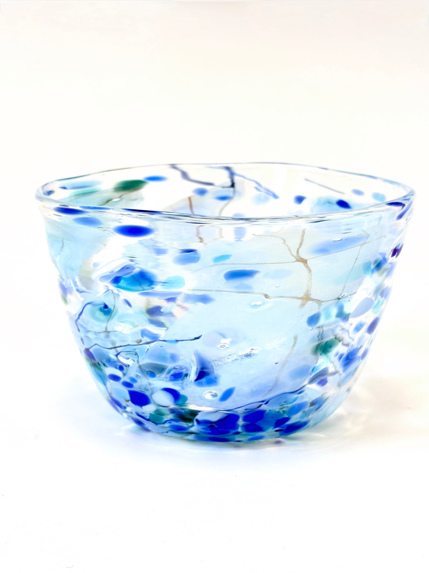 Handblown Glass Lolly Bowl - Blue Shard