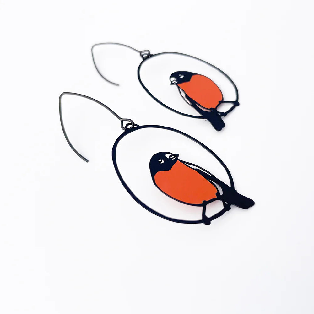 Midi Flame Robin Earrings in Orange / Black