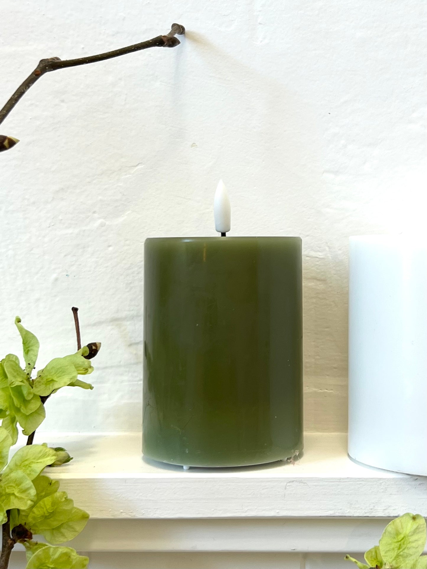 LED Pillar Candle, 10cm x 7.5cm - Mathilda Green