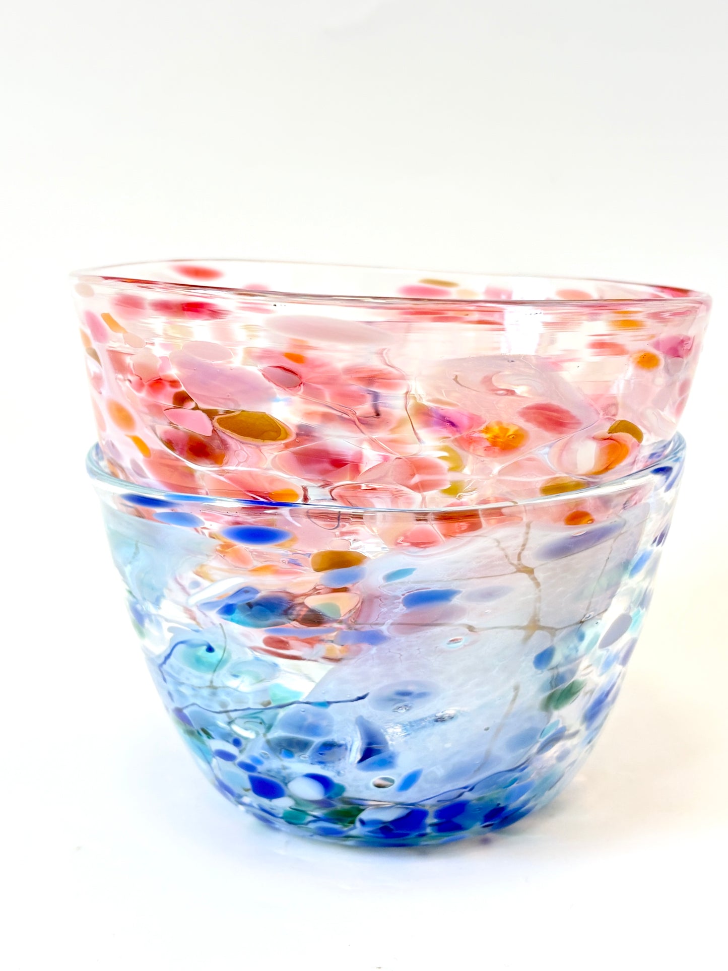 Handblown Glass Lolly Bowl - Blue Shard