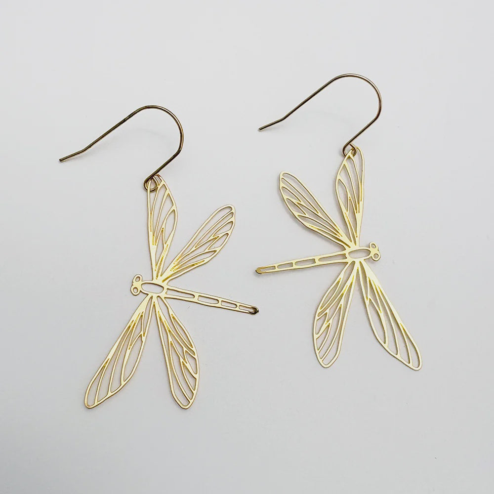 Dragonfly Earrings in Gold